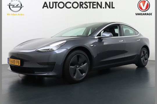 Tesla Model 3 SR+ RWD 60kWh 325PK Lmv 18" AutoPilot Premium-Luidsprekers Leder PanoDak Adaptive cruise Camera's Elektr.-Stuur+Stoelen+Spiegels+Geheugen+Easy-Entry+Verwarmde stoelen/achterbank Park assistent Pdc WIFI Ecc