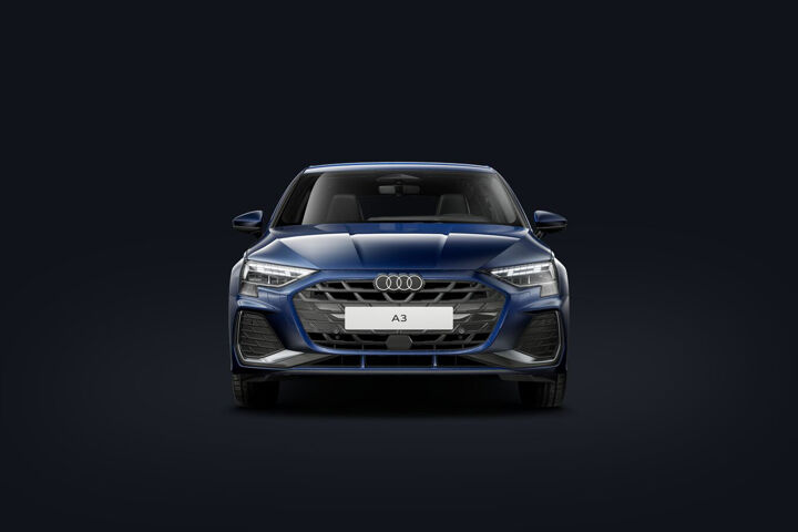 Vernieuwde Audi A3 Sportback Blauw Vooraanzicht Slider