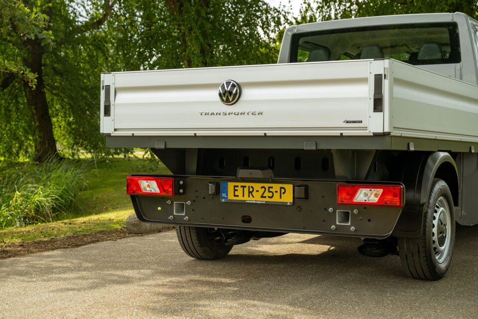 VW e-Transporter pick-up dubbele cabine achterkant